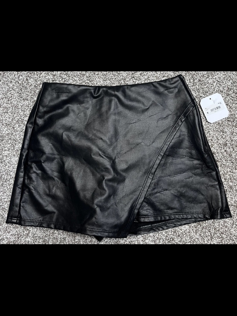 Altar’d State Black Vegan Faux Leather Wrap Mini Skort Women's Size XS